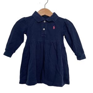 Ralph Lauren Shirt Dress Girls 12 M  Pony Logo Long Sleeve Collar Blouson